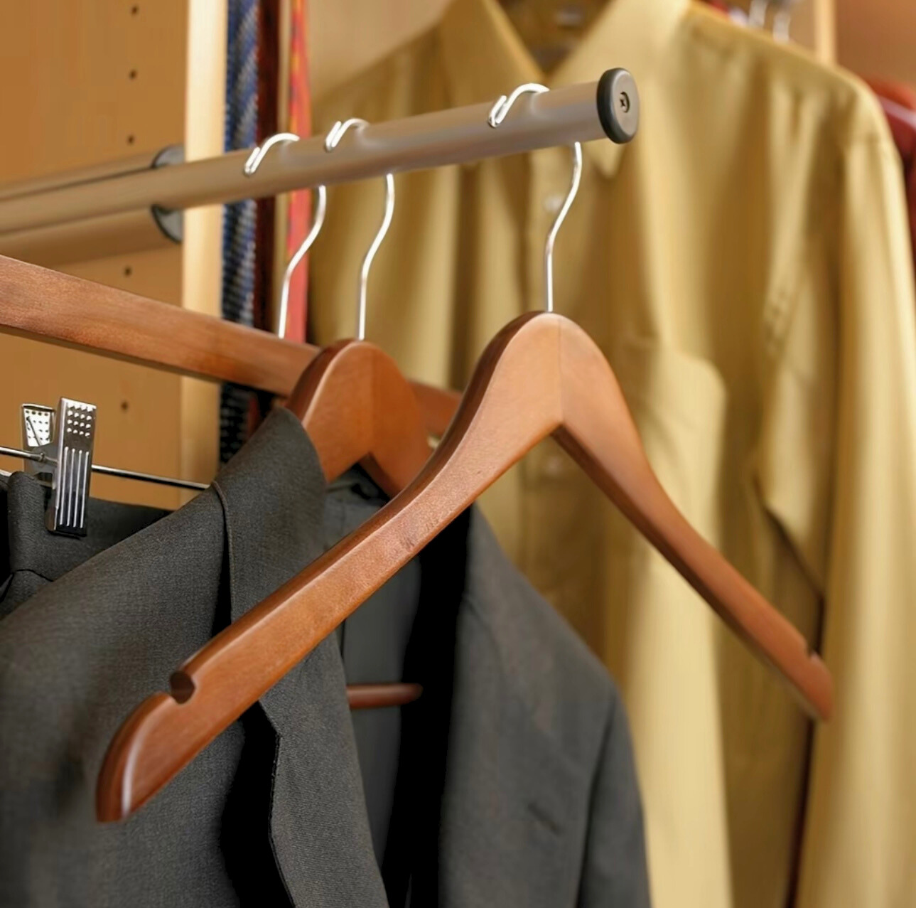 Standard Light Walnut Wooden Clothes Hangers