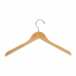 Load image into Gallery viewer, Natural Wood Clothes Hanger with a silver hook and no shoulder notches for residential closets and retail stores
