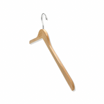 Load image into Gallery viewer, Natural Wooden Adult Clothes Hanger with a silver hook and no shoulder notches for luxury closets and stores
