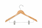 Load image into Gallery viewer, Natural Maple Wood Combination Hanger with adjustable cushion clips to hang both your top and bottom clothing

