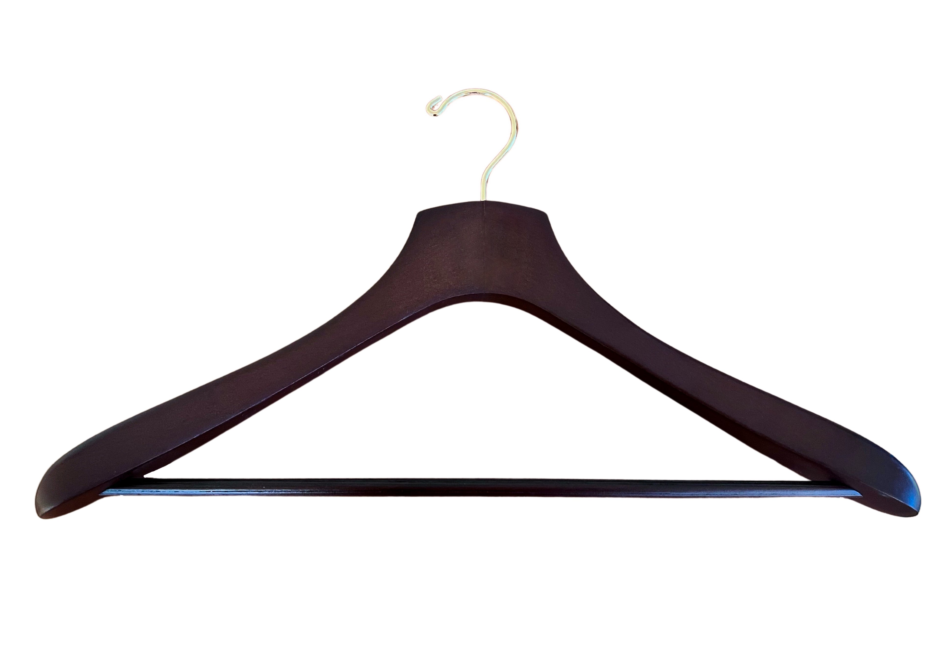 Dark Walnut Wooden Jacket Hangers with Pant Bar