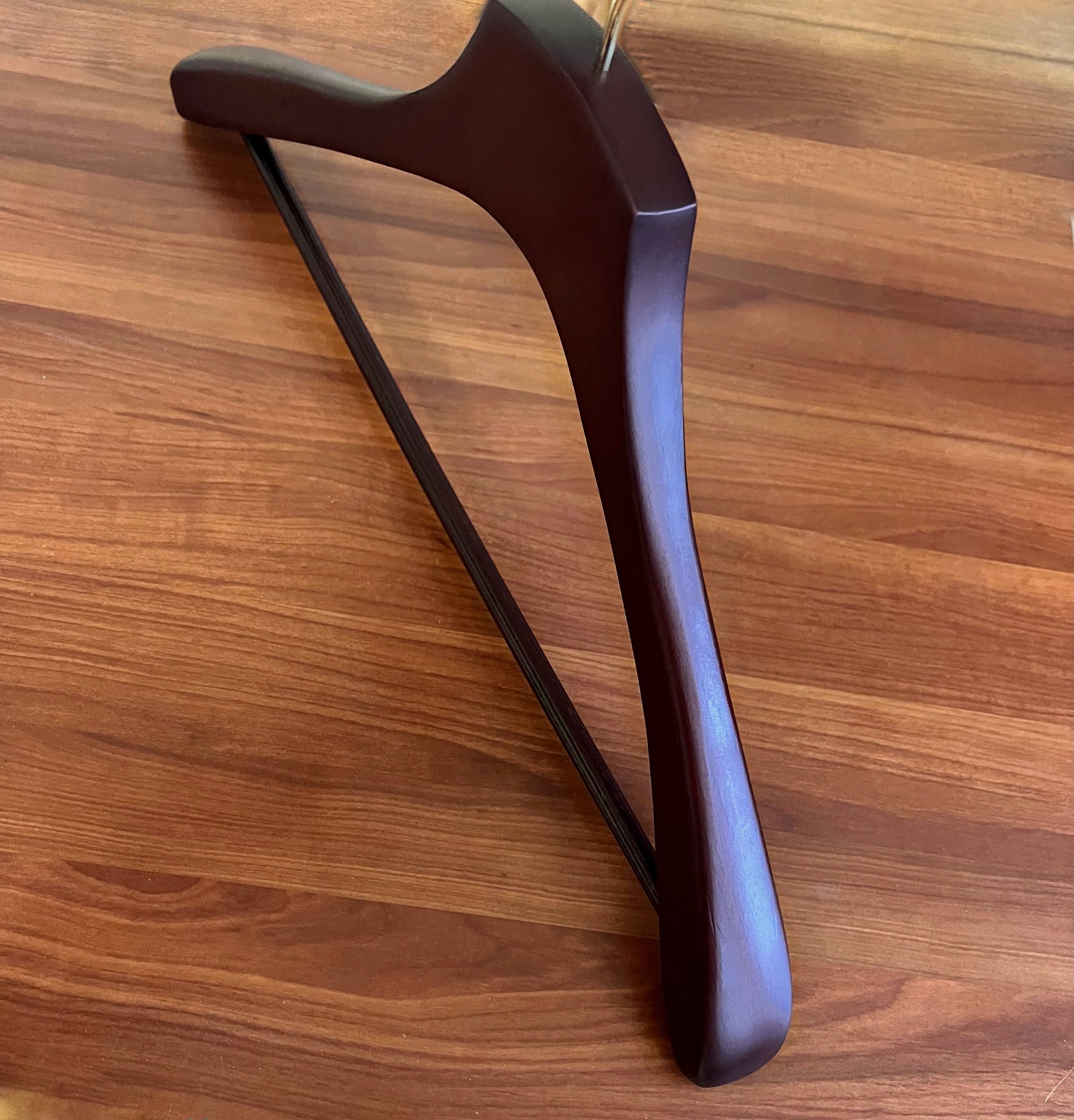 Dark Walnut Wooden Jacket Hangers with Pant Bar