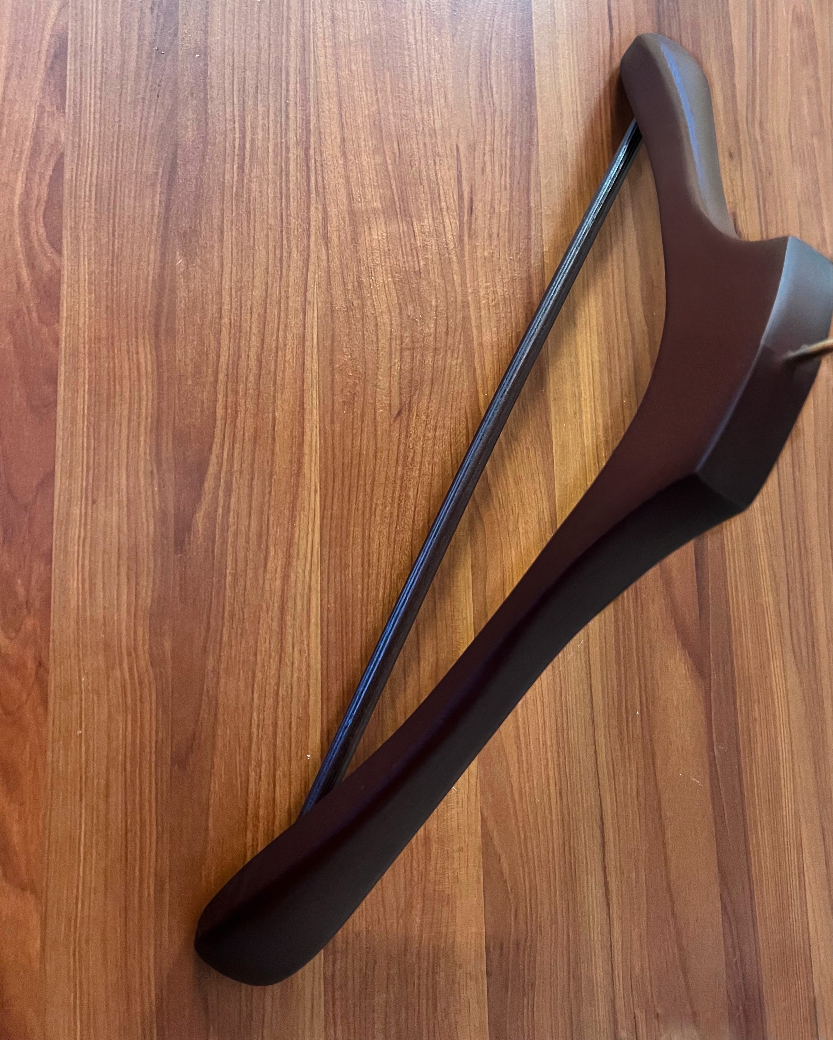 Dark Walnut Wooden Jacket Hangers with Pant Bar