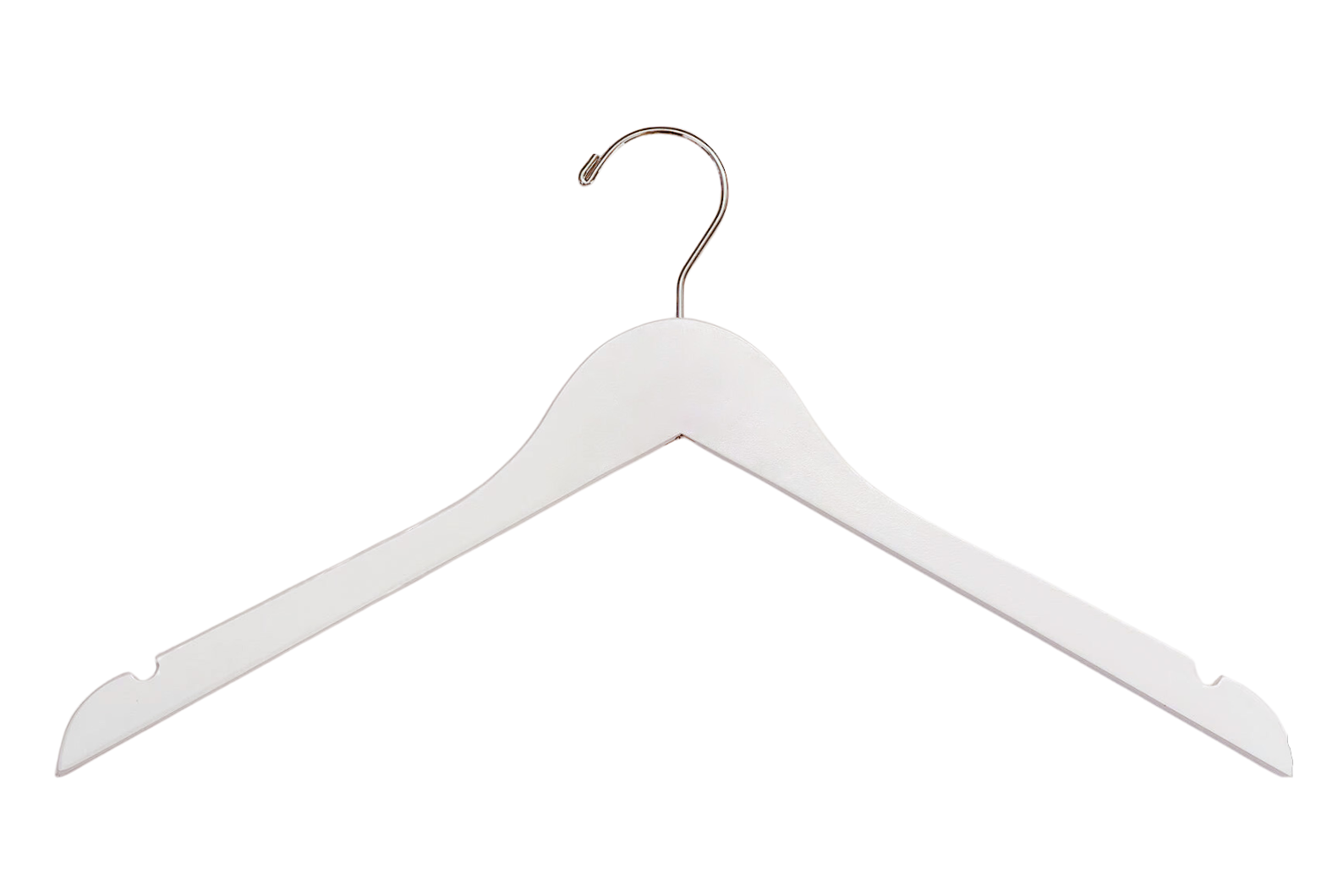 Ivory European Beech Wood Hanger for adults with shoulder notches and a silver hook for luxury closets and stores