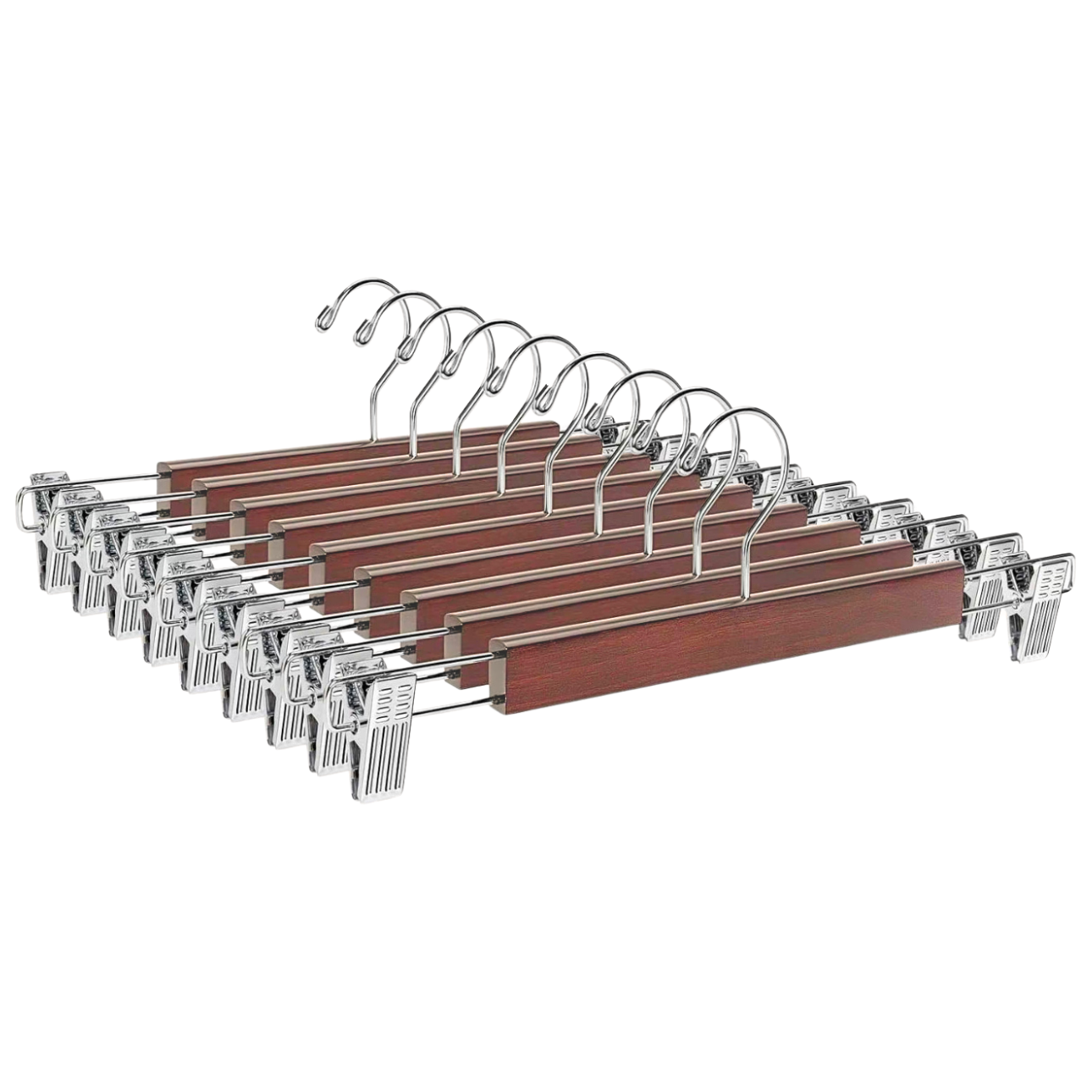 Light Walnut Wooden Side Clip Bottom Hangers