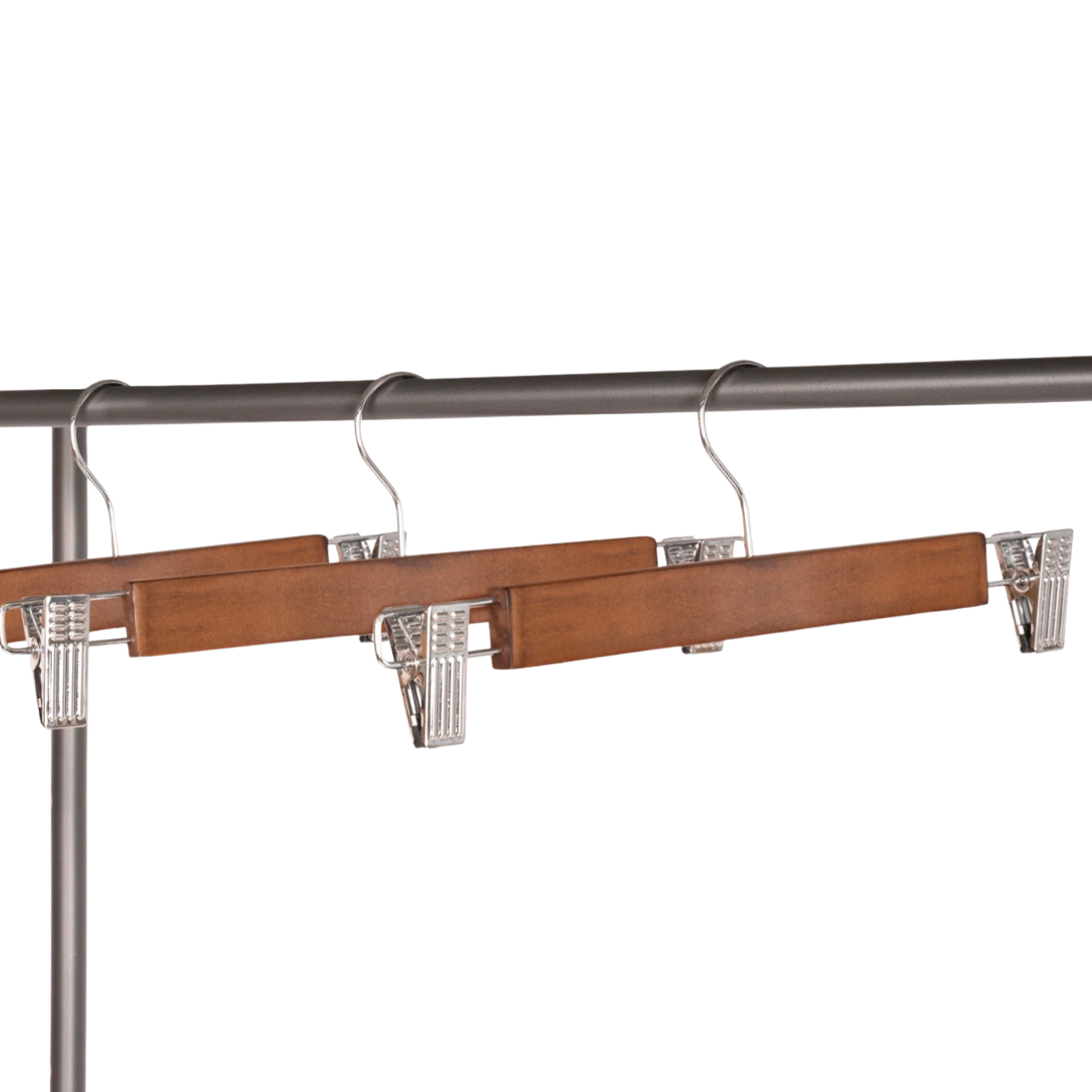 Light Walnut Wooden Side Clip Bottom Hangers
