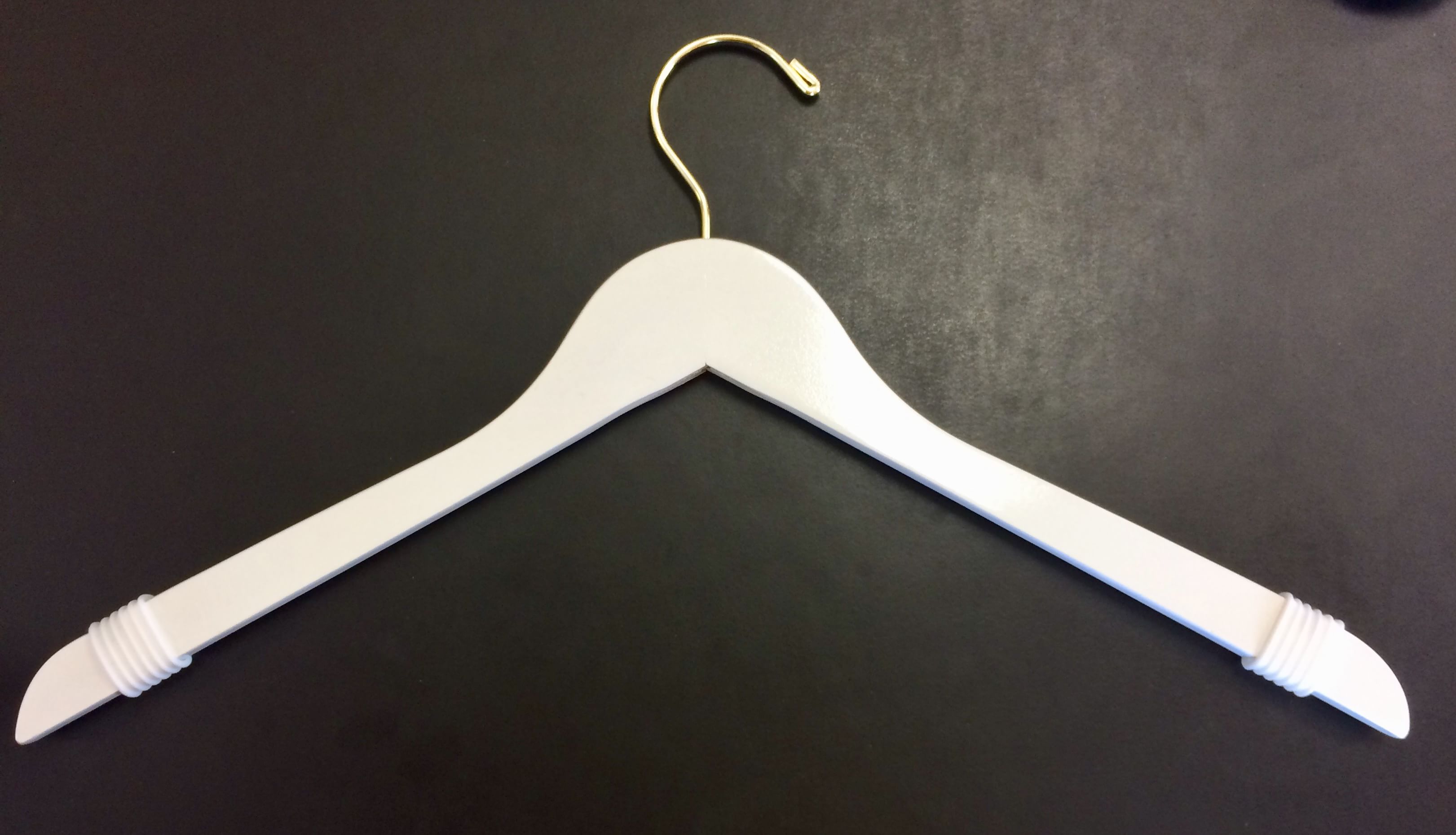 Wooden Hanger Anti-Slip Bands White