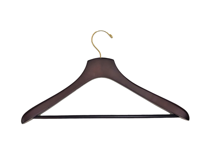 Dark Walnut Wooden Jacket Hangers with Pant Bar