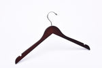 Load image into Gallery viewer, Dark Walnut Wooden Clothes Hanger with a silver hook and shoulder notches for residential closets and retail stores
