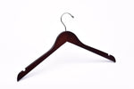 Load image into Gallery viewer, Dark Walnut Wooden Clothes Hanger with a silver hook and shoulder notches for residential home closets and retail stores
