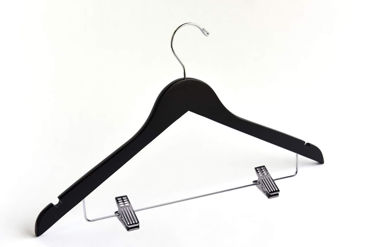 Wood Hangers - Adjustable Clips, Black