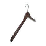 Load image into Gallery viewer, A Royal Hangers Dark Walnut Wood Top Hanger for adults with a silver hook and shoulder notches for closets and stores
