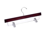 Load image into Gallery viewer, Dark Walnut Wooden Bottom Hanger with a silver hook and adjustable cushion clips available in a pack of twenty hangers
