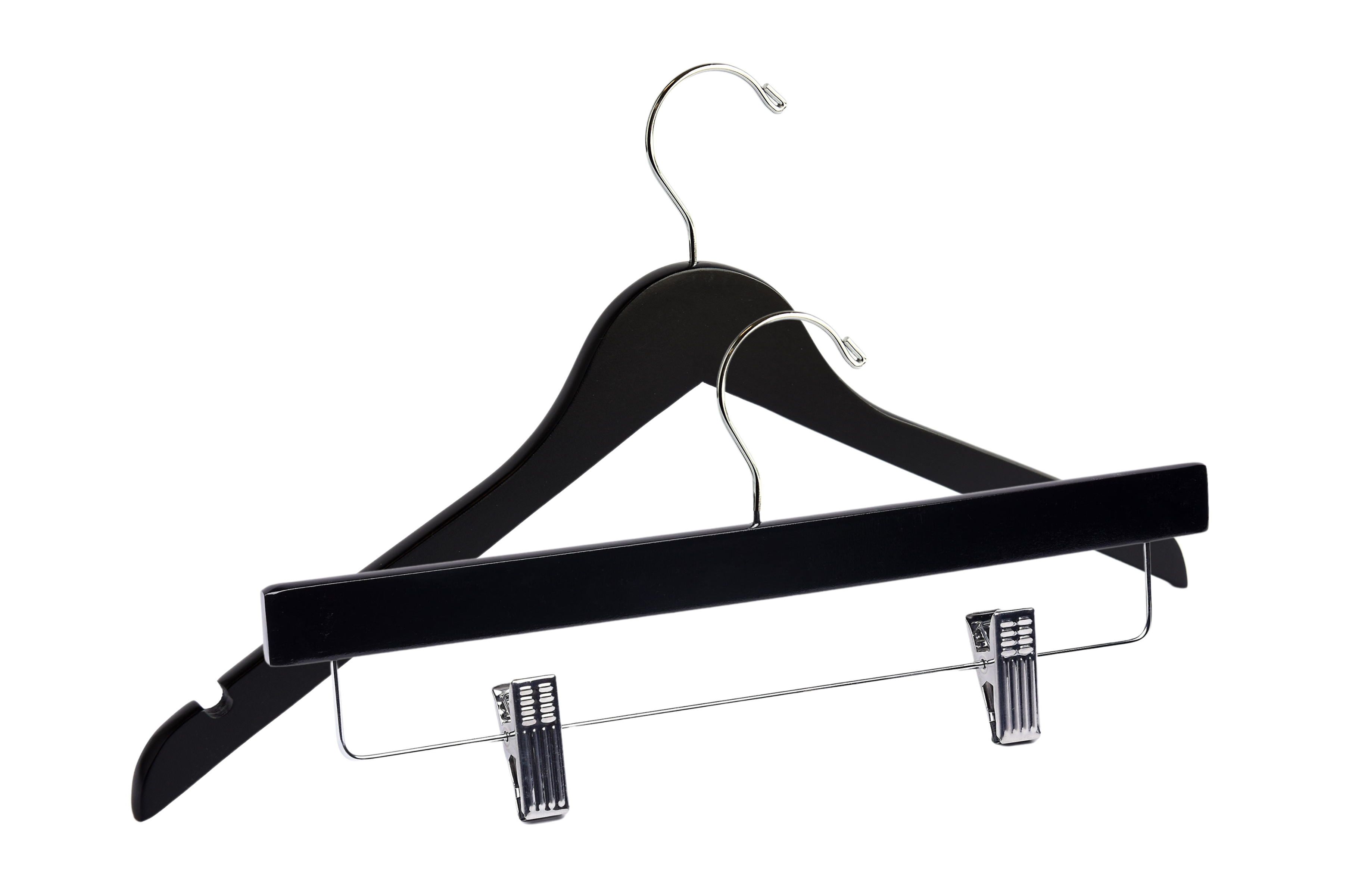 Matte Black Top & Bottom Wooden Hangers Mixed Pack