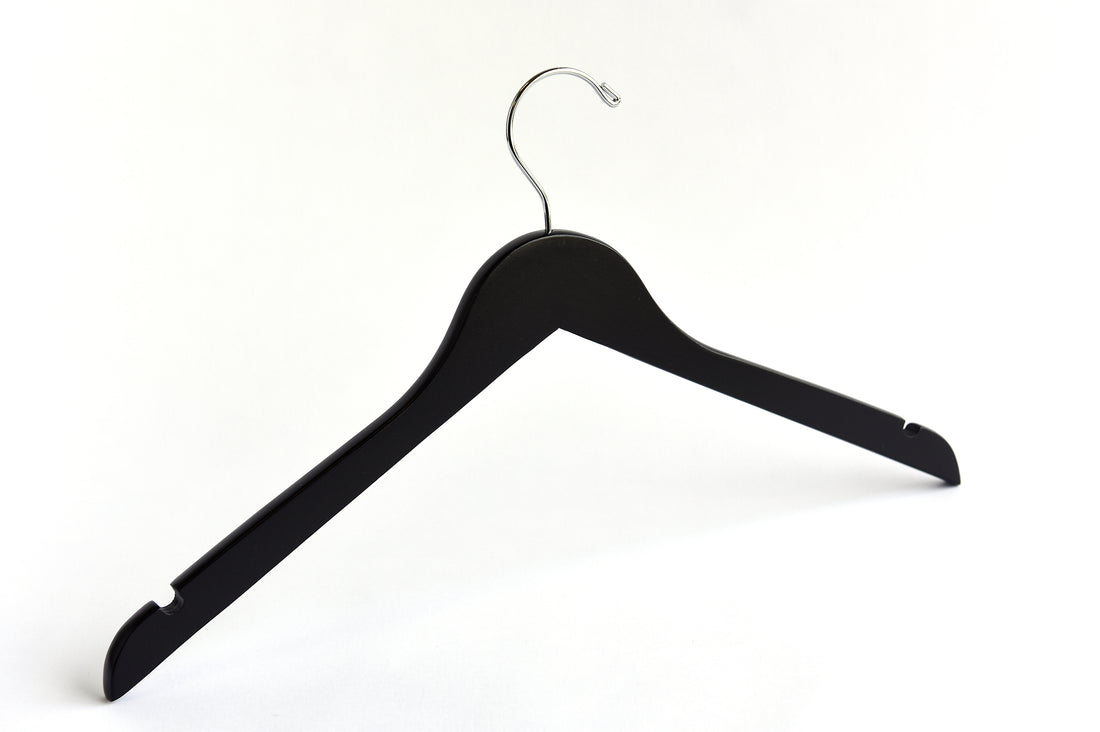 Matte Black Top & Bottom Wooden Hangers Mixed Pack