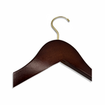 Load image into Gallery viewer, Dark Walnut Wooden Clothes Hanger lying down with a gold hook facing to the right #hook-color_gold-hook
