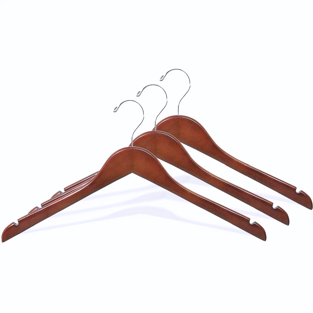 Light Walnut Wooden Top &amp; Side Clip Bottom Hangers Mix