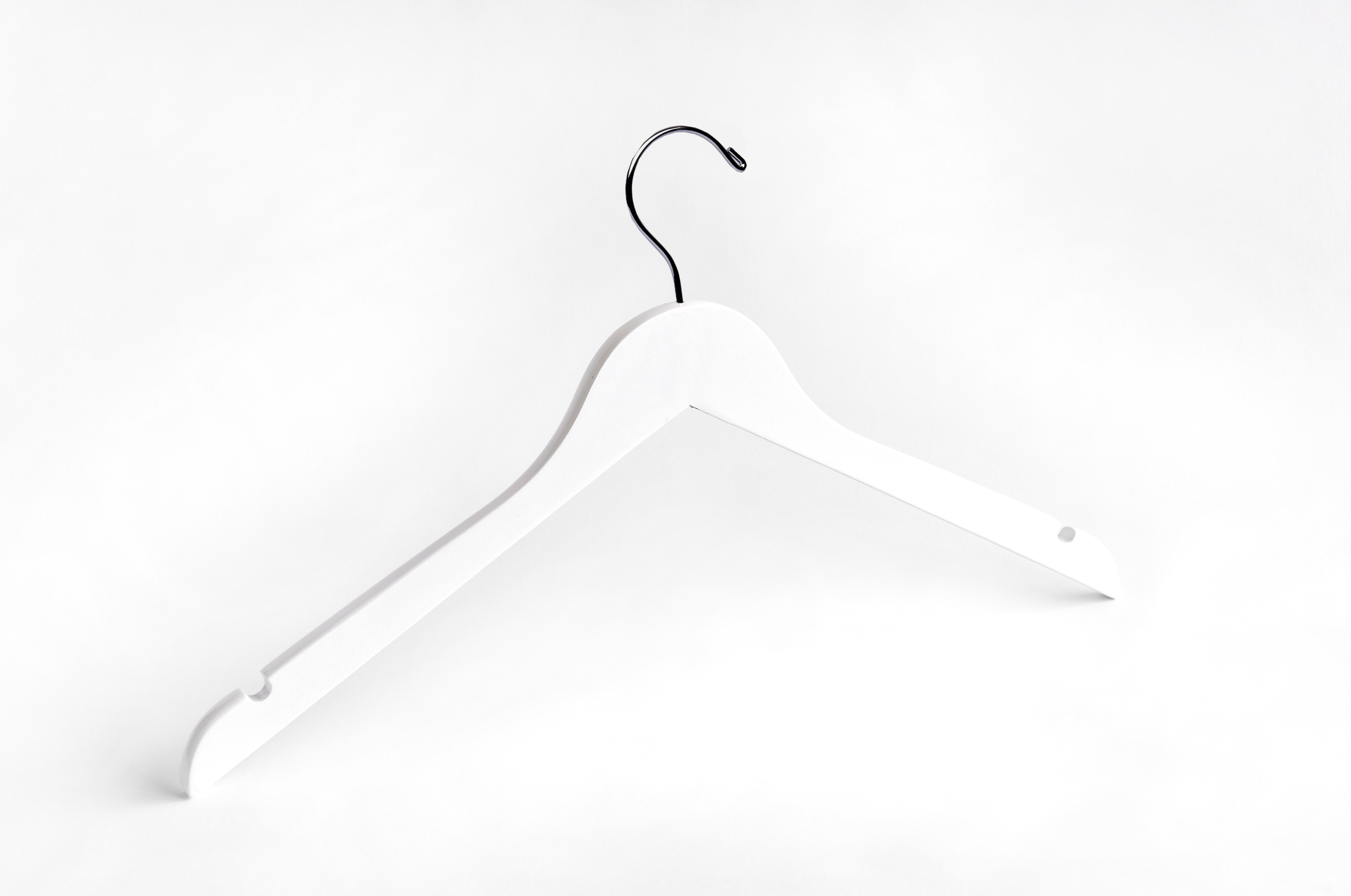 White Suit Hanger w/ Bar - Black & White Wood Hangers