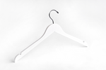 Load image into Gallery viewer, White Wooden Clothes Hanger with a silver hook and shoulder notches for custom bridal hanger designers #hook-color_silver-hook
