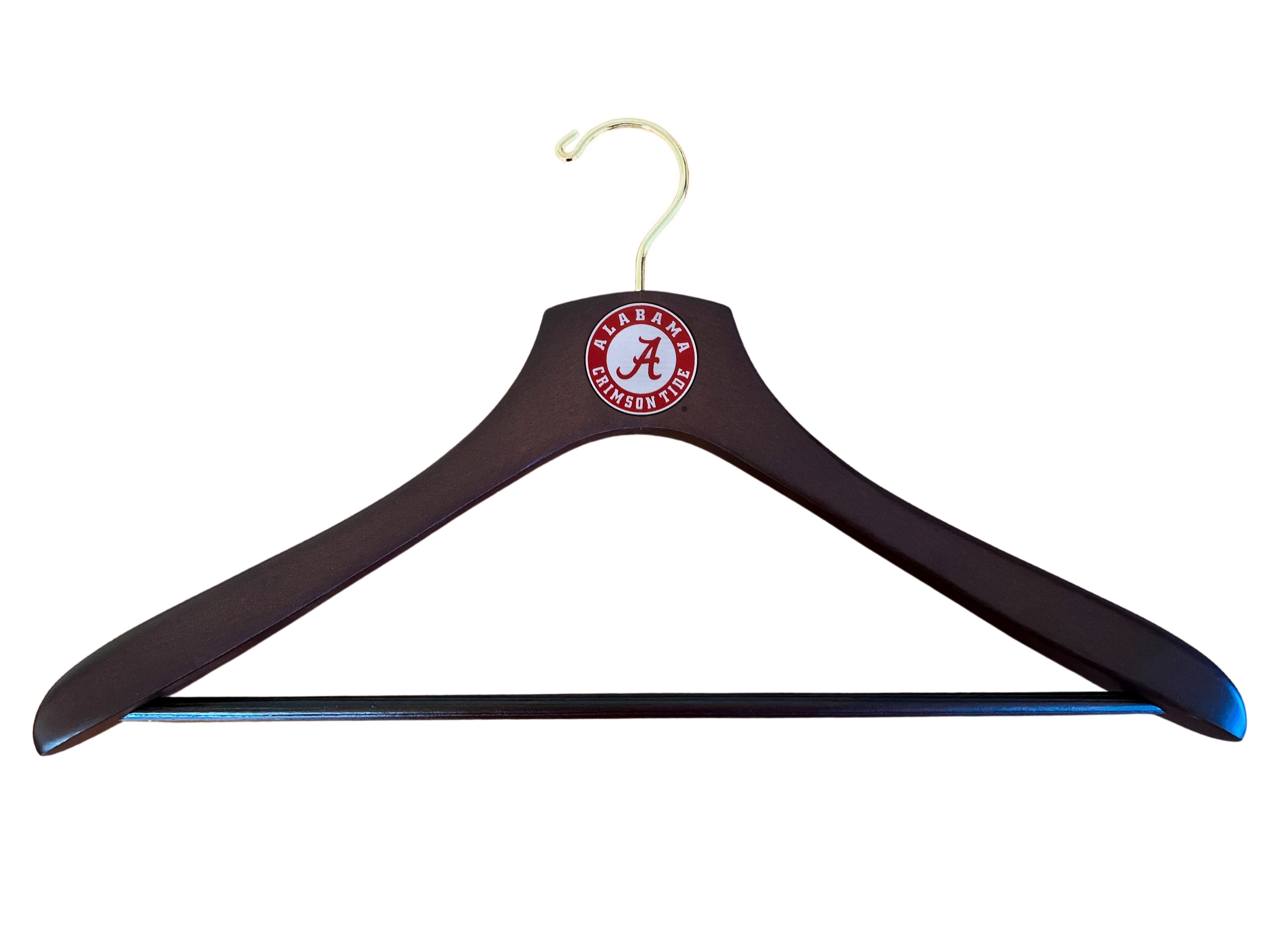 Alabama Crimson Tide Dark Walnut Wooden Deluxe Jacket Hangers w/ Pant Bar