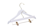 Load image into Gallery viewer, Children&#39;s White Top &amp; Bottom Mix Wooden Hangers (Silver or Gold Hardware)
