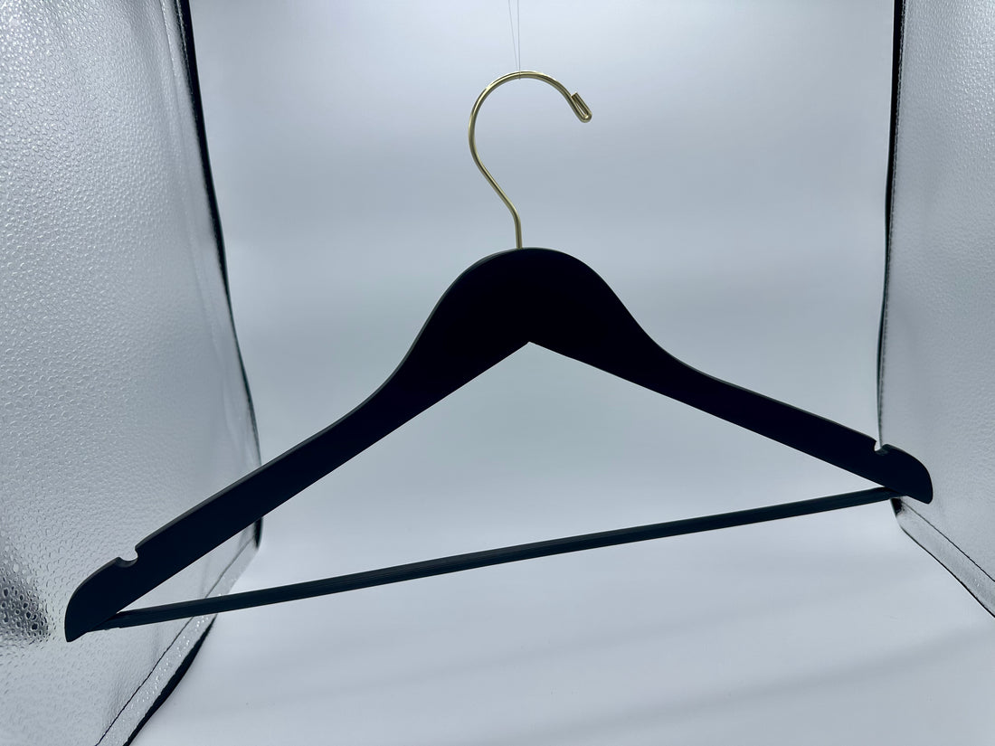 Matte Black Slim Wooden Suit Hangers