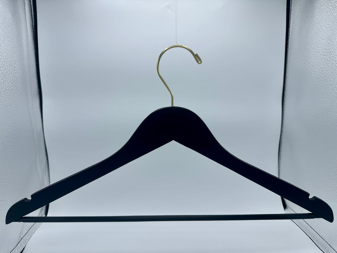 Matte Black Slim Wooden Suit Hangers