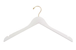 Load image into Gallery viewer, Ivory European Beech Wood Hanger for adults with shoulder notches and a gold hook for luxury closets and stores #hook-color_gold-hook
