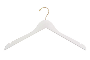 Ivory European Beech Wood Hanger for adults with shoulder notches and a gold hook for luxury closets and stores #hook-color_gold-hook