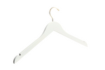 Load image into Gallery viewer, Ivory Wooden Clothes Hanger with a gold hook and shoulder notches for custom bridal hanger designers #hook-color_gold-hook
