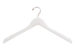 Ivory European Beech Wood Hanger for adults with shoulder notches and a silver hook for luxury closets and stores #hook-color_silver-hook