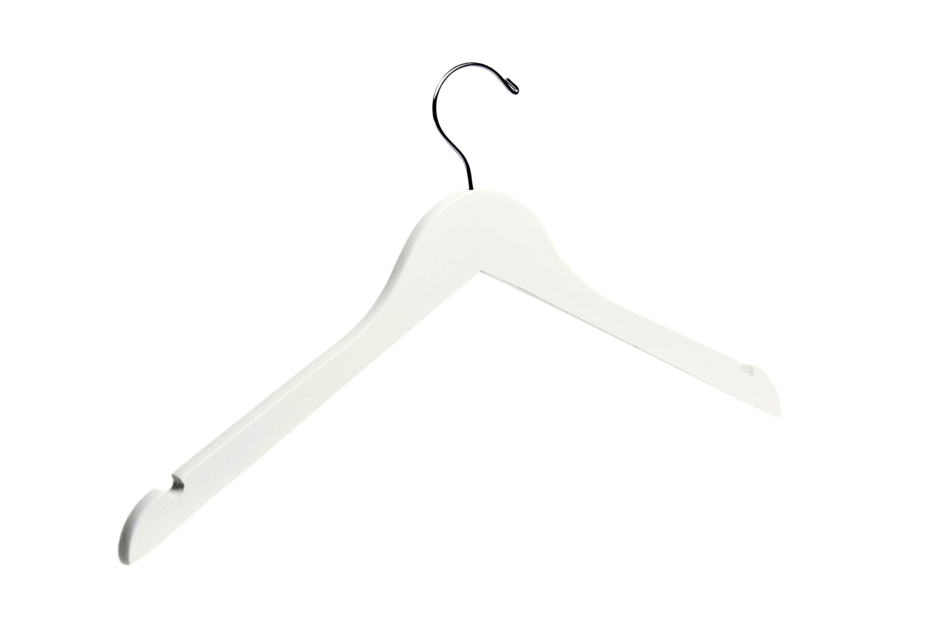 Ivory Wooden Clothes Hanger with a silver hook and shoulder notches for custom bridal hanger designers #hook-color_silver-hook
