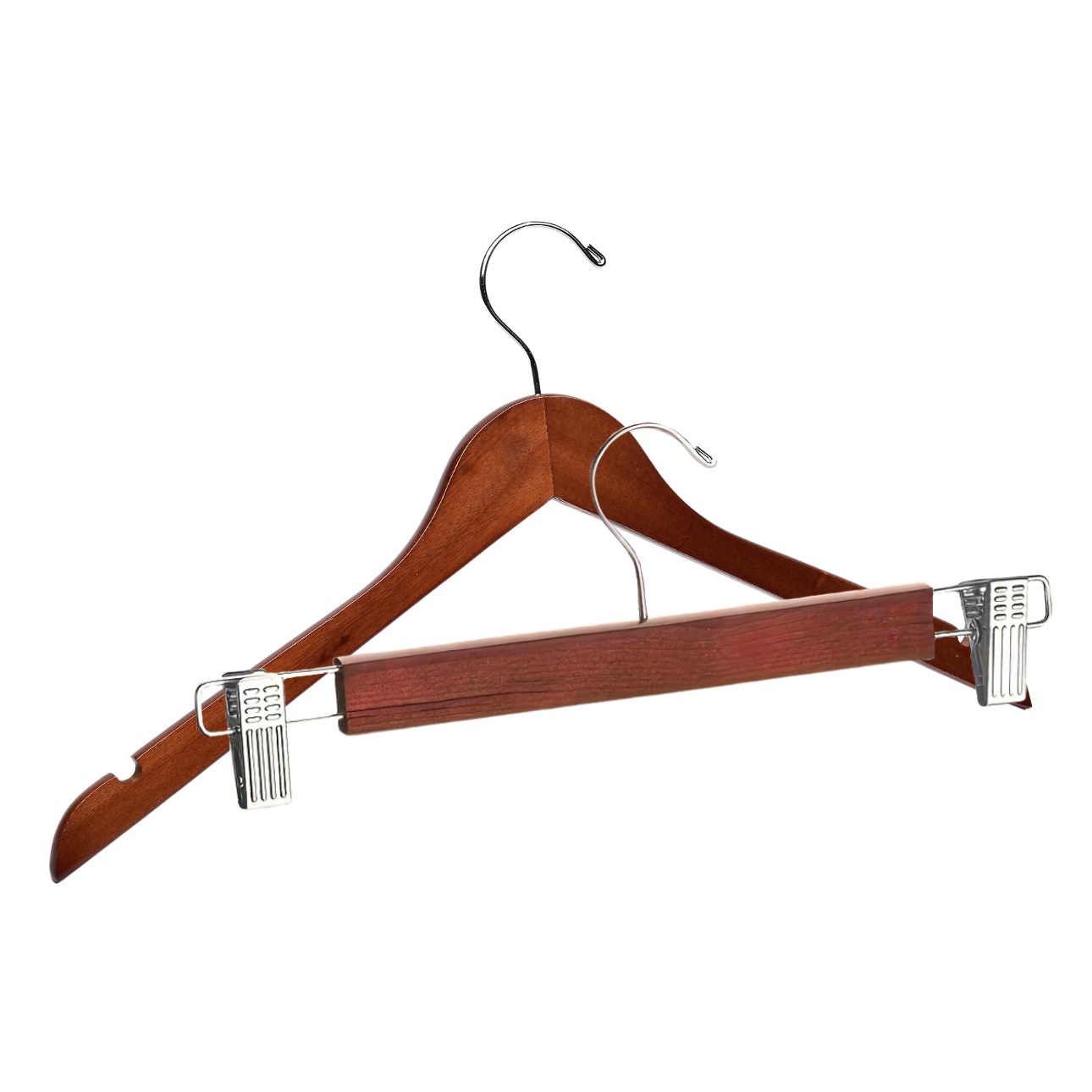 Light Walnut Wooden Top &amp; Side Clip Bottom Hangers Mix