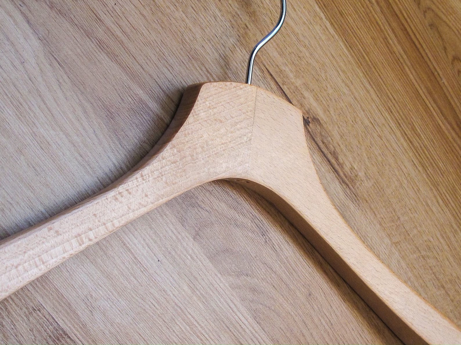 Natural Wooden Jacket Hangers with Pant Bar