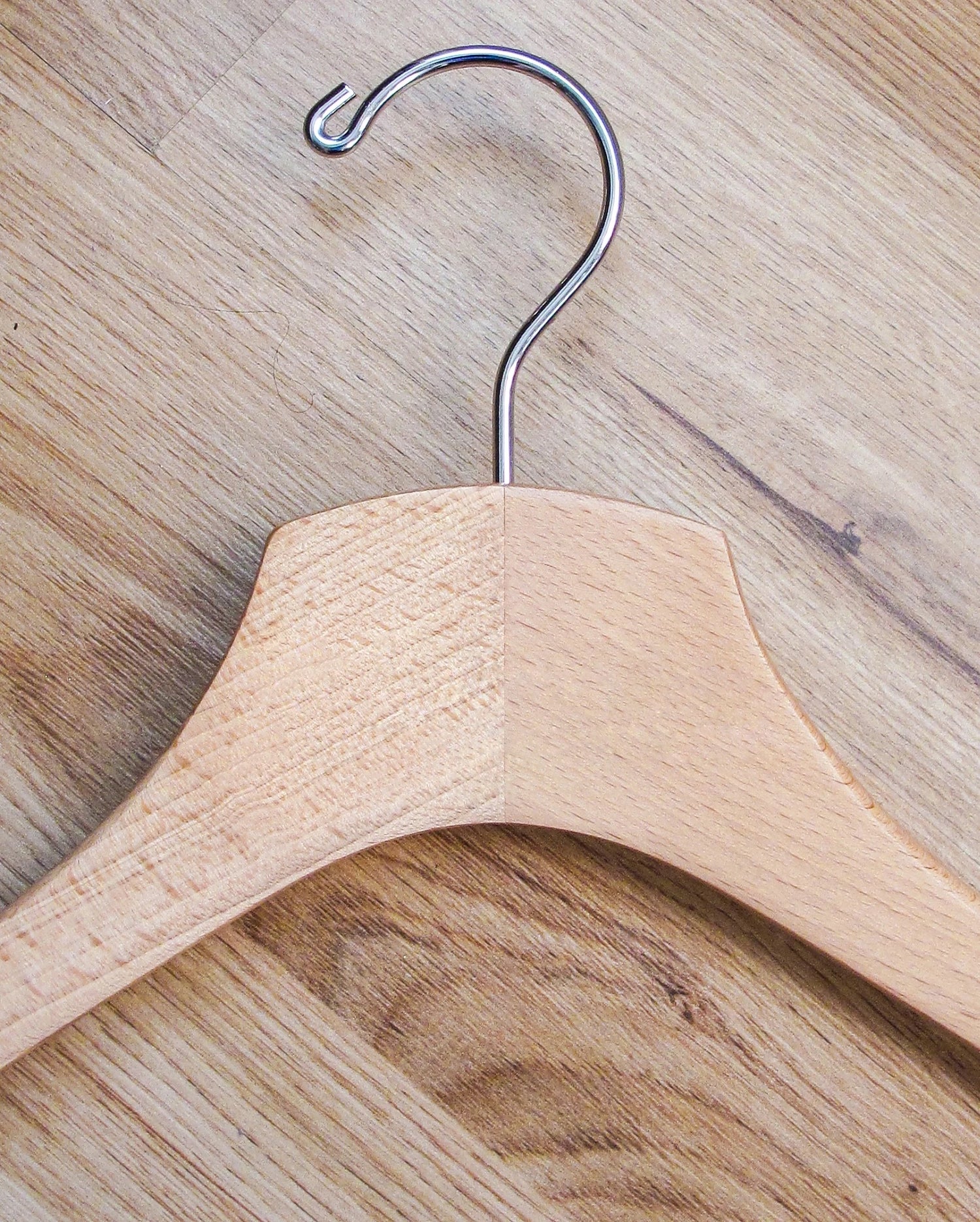 Natural Wooden Jacket Hangers with Pant Bar