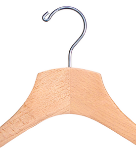Natural Wooden Jacket Hangers with Pant Bar