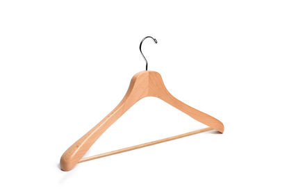 Natural Wooden Jacket Hangers with Pant Bar