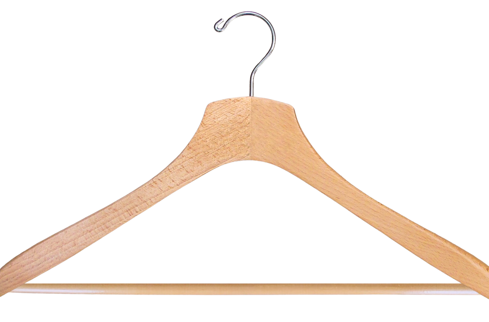 Natural Wooden Jacket Hangers with Pant Bar