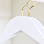 Load image into Gallery viewer, Two wedding quality White Wooden Hangers with gold hooks for custom hanger designers #hook-color_gold-hook
