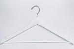 Load image into Gallery viewer, White European Beech Wood Suit Hanger for adults with pant bar and a silver hook for luxury closets and stores #hook-color_silver-hook

