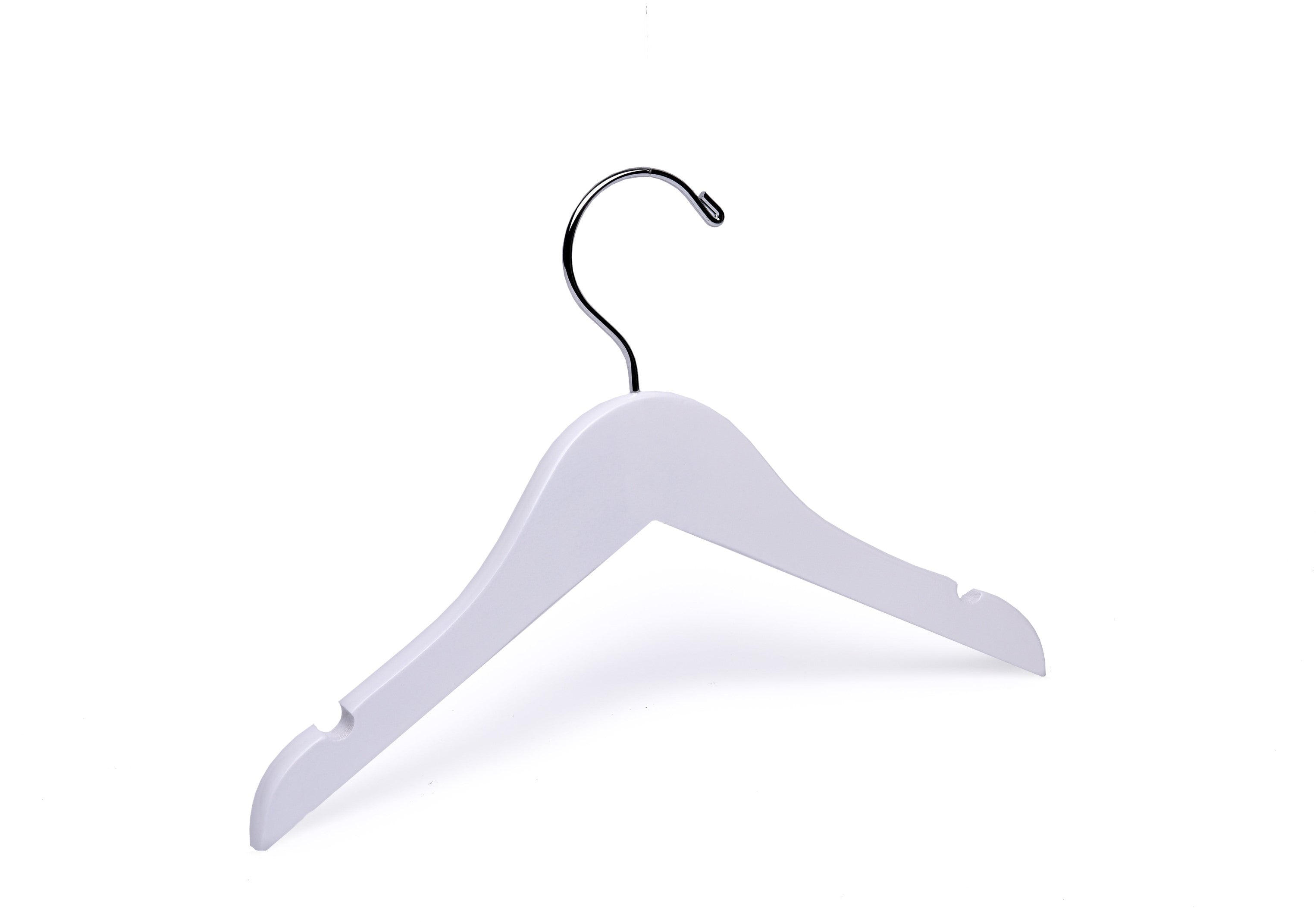 Baby White Top & Bottom Mix Wooden Hangers (Silver or Gold Hardware)