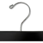 Load image into Gallery viewer, Top of high quality Matte Black Wooden Bottom Hanger for adults with a silver hook facing to the left #hardware-color_silver
