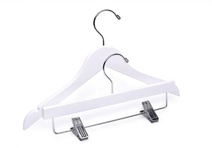 Children's White Top & Bottom Mix Wooden Hangers (Silver or Gold Hardware)