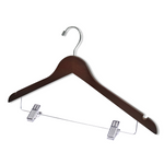 Load image into Gallery viewer, Customizable Dark Walnut Wooden Combination Hanger with silver anti-stain, anti-slip, adjustable cushion clips for adults
