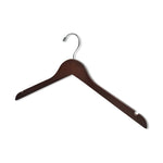 Load image into Gallery viewer, High Quality Dark Walnut Wood Top Hanger with shoulder notches and a silver hook for closets and stores #hook-color_silver-hook
